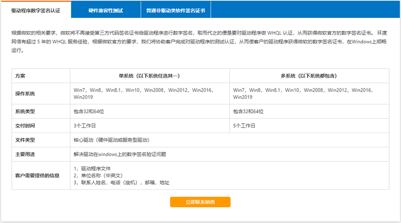 微软驱动签名认证收费标准